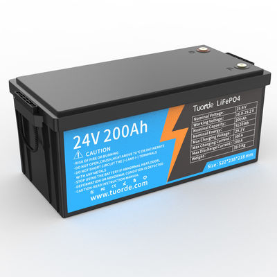 Batería de litio hierro fosfato de 24 V 25.6 V 200 Ah con 5120Wh de energía y 100A de descarga